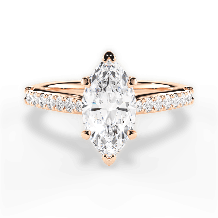 The Adele Marquise Cut 18kt Rose Gold French-Set Diamond Band Engagement Ring