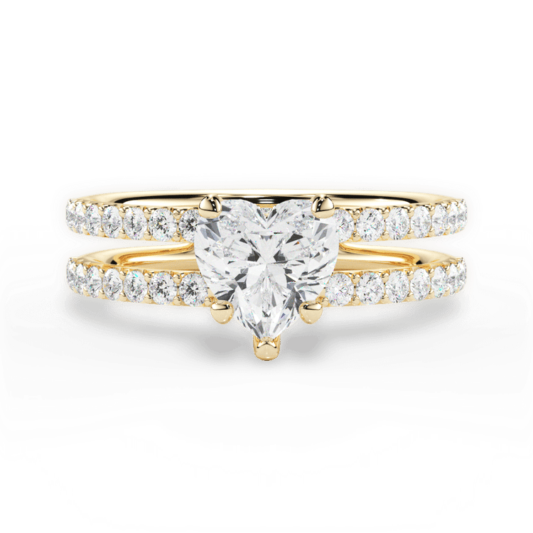 The Astra Heart Shaped 18kt Yellow Gold Double Row Diamond Engagement Ring