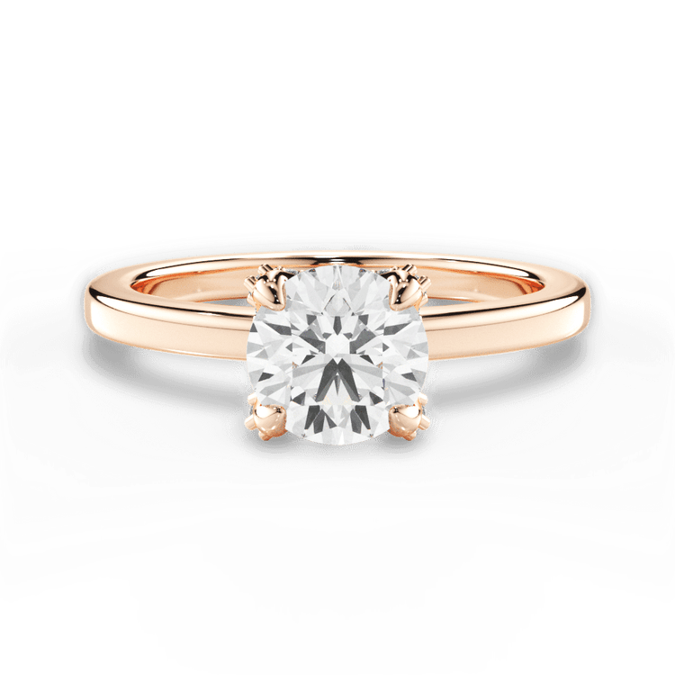 The Amara Round Cut 18kt Rose Gold Diamond Collar Solitaire Engagement Ring
