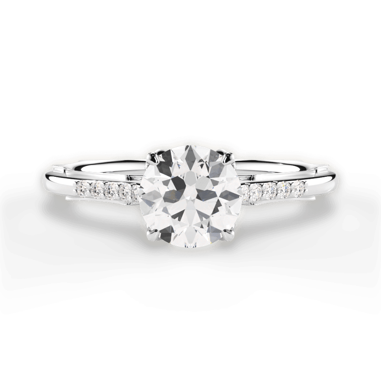 The Stephie Round Cut Platinum Modern French-Set Band Diamond Engagement Ring