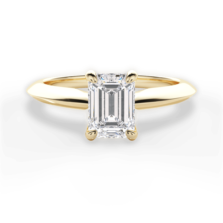 The Kora Emerald Cut 18kt Yellow Gold Solitaire Knife-Edge Engagement Ring
