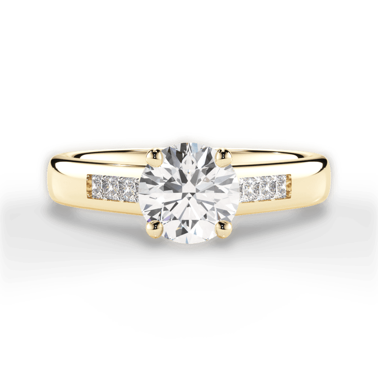 The Valentina Round Cut 18kt Yellow Gold Solitaire Channel-Set Diamond Band Engagement Ring
