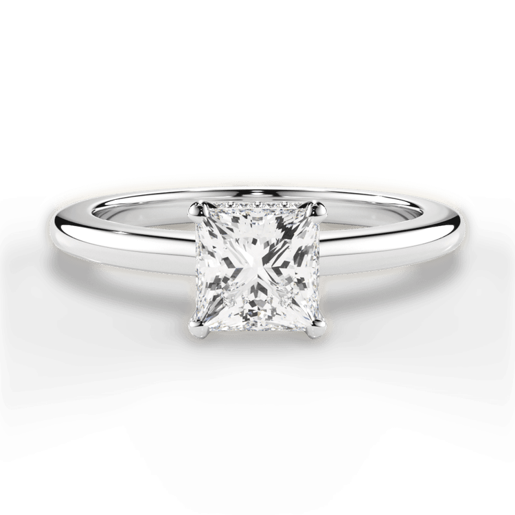 The Callista Princess Shaped Platinum Solitaire Diamond Gallery Engagement Ring