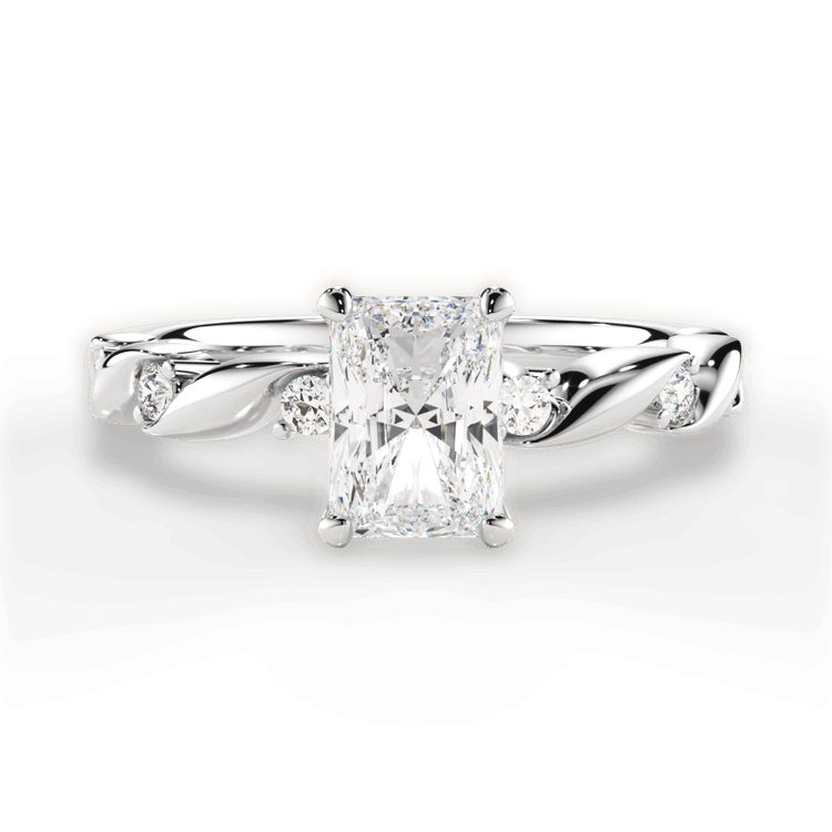 The Zariah Radiant Cut Platinum Coil Twist Diamond Engagement Ring