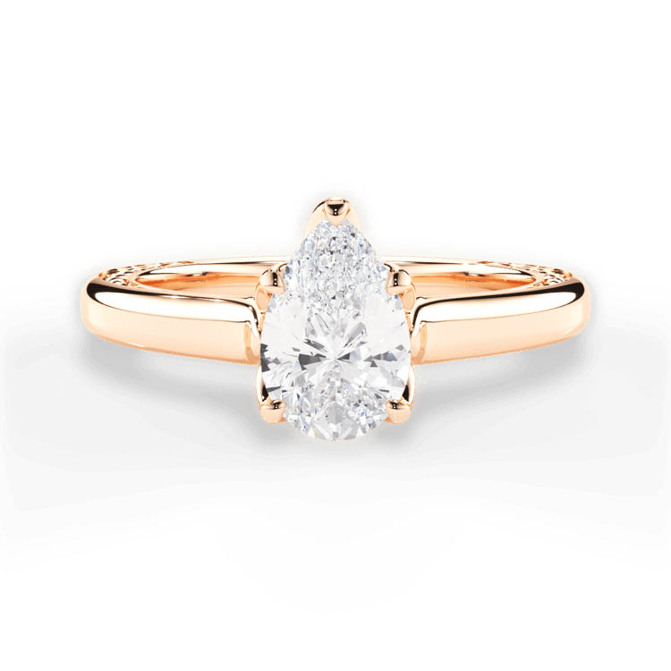 The Kenzie Pear Cut 18kt Rose Gold Solitaire Diamond Braided Engagement Ring