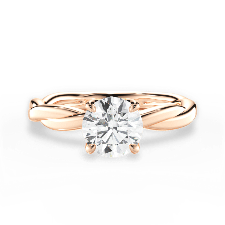 The Nina Round Cut 18kt Rose Gold Twisted Solitaire Engagement Ring