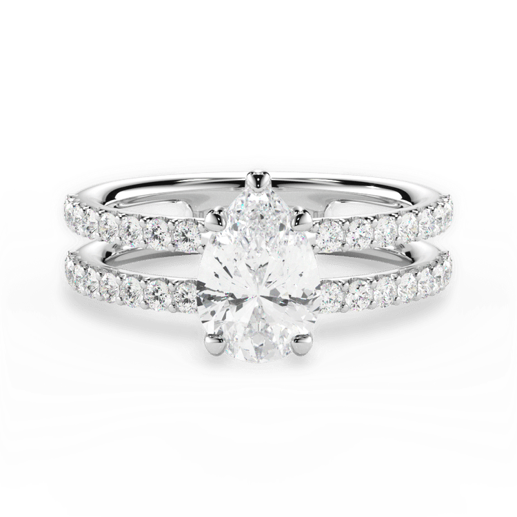 The Astra Princess Cut Platinum Double Row Diamond Engagement Ring