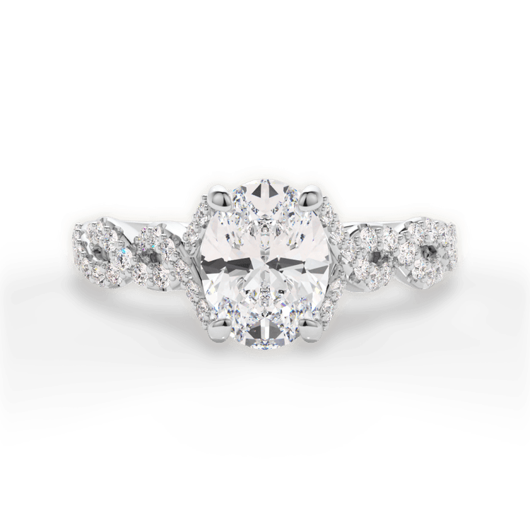 The Aurora Oval Cut Platinum Diamond Twist Engagement Ring