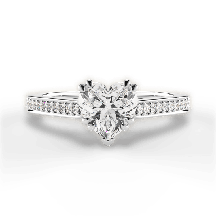 The Zahra Heart Shaped Platinum Pavé Vaulted Diamond Engagement Ring