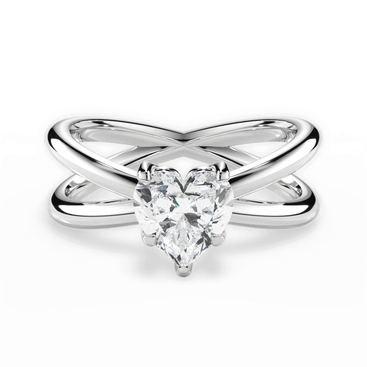 The Ciara Heart Shaped Platinum Split Double Band Solitaire Engagement Ring