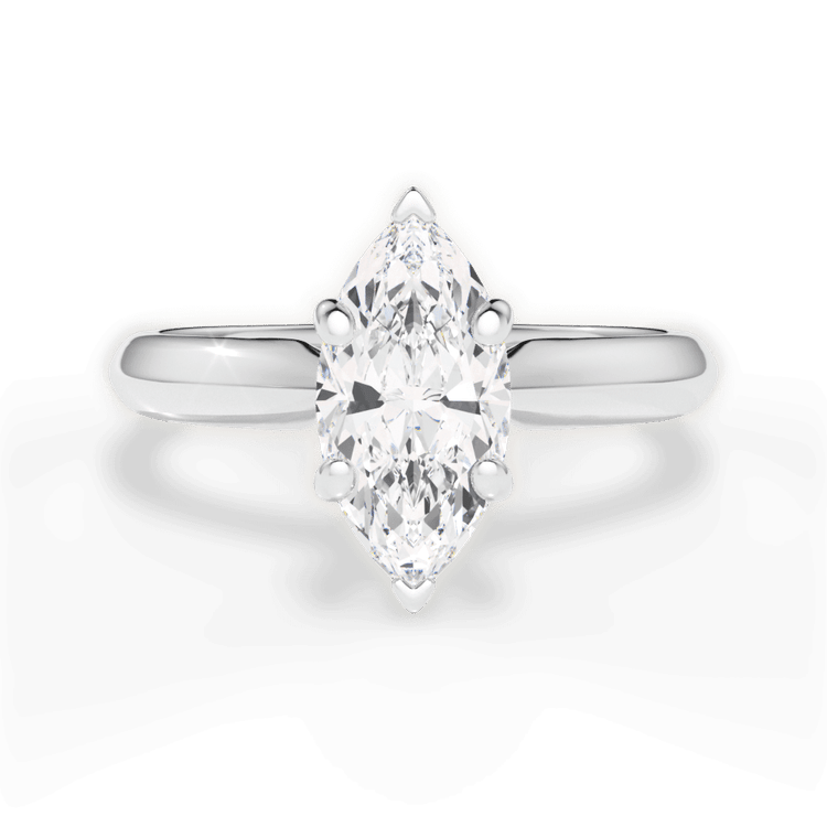The Ottilie Marquise Cut Platinum Solitaire Knife-Edge Engagement Ring