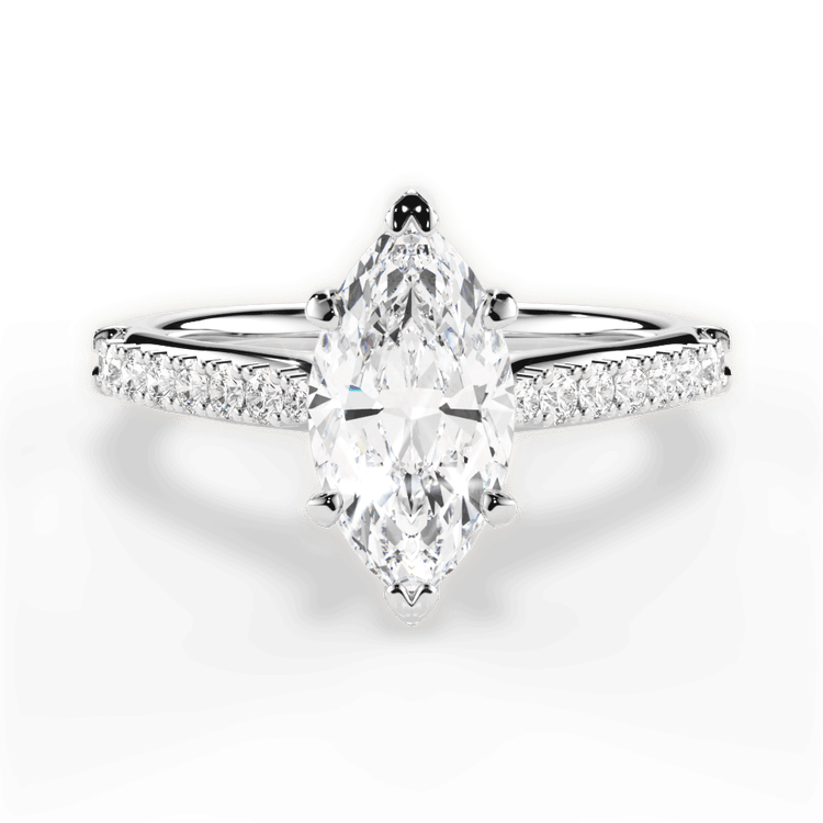 The Adele Marquise Cut 14kt White Gold French-Set Diamond Band Engagement Ring
