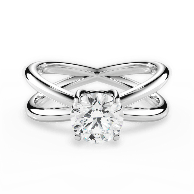 The Ciara Round Cut Platinum Split Double Band Solitaire Engagement Ring