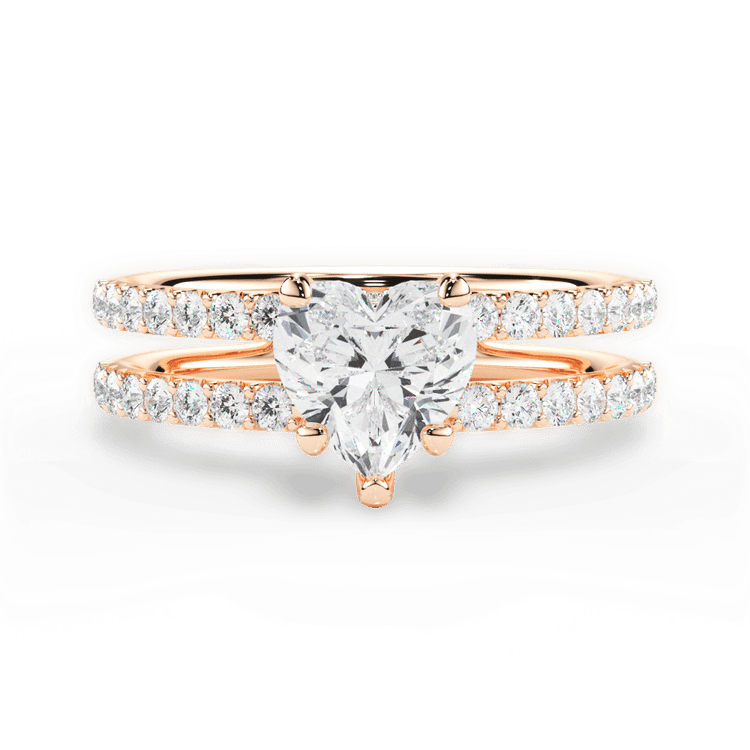 The Astra Heart Shaped 18kt Rose Gold Double Row Diamond Engagement Ring
