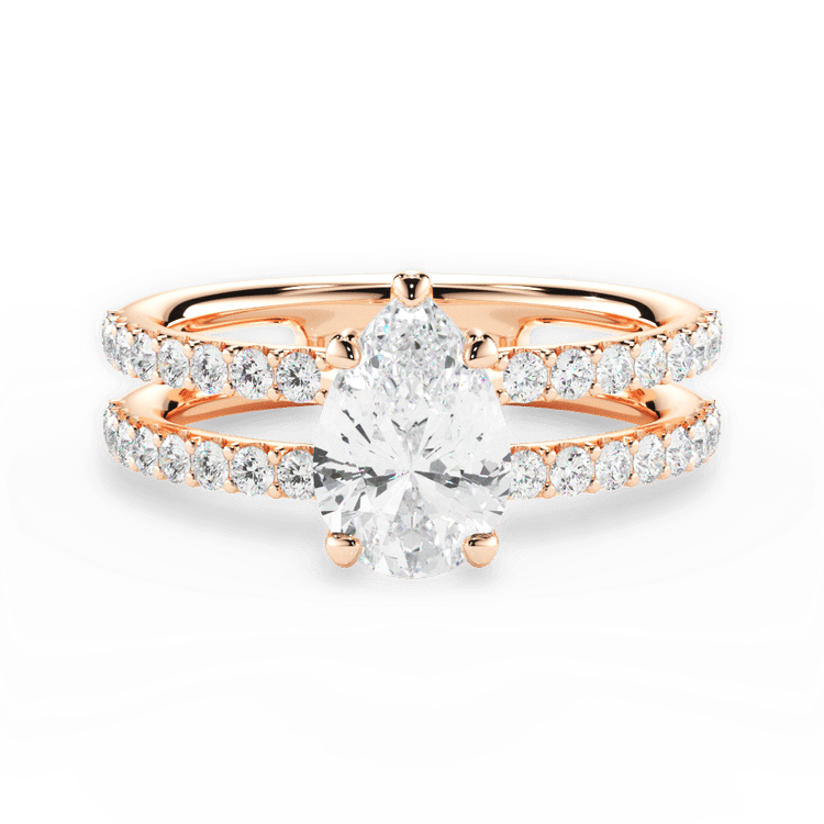 The Astra Princess Cut 18kt Rose Gold Double Row Diamond Engagement Ring