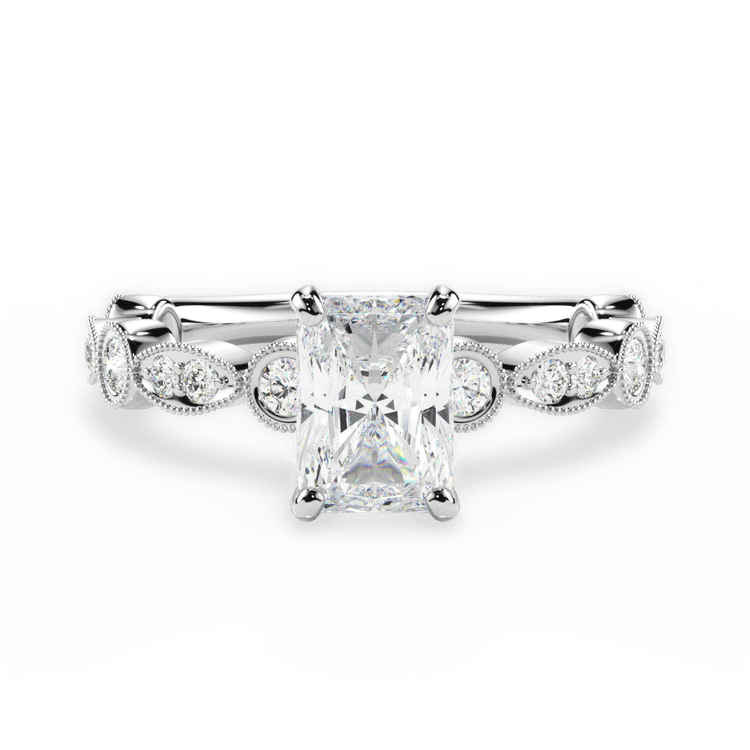The Ciela Radiant Cut Platinum Split Double Band Solitaire Engagement Ring