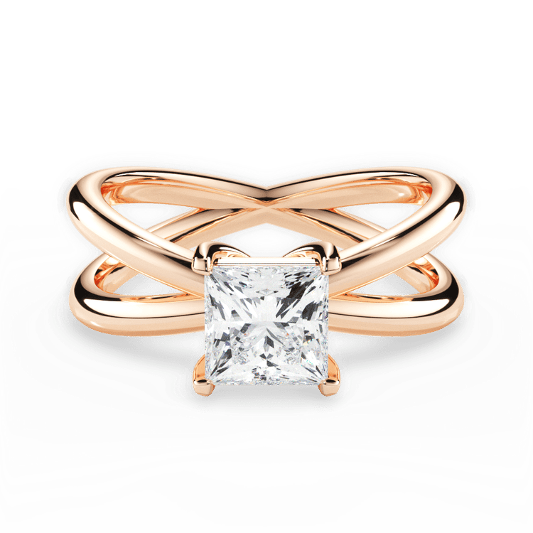 The Ciara Pear Shaped 18kt Rose Gold Split Double Band Solitaire Engagement Ring