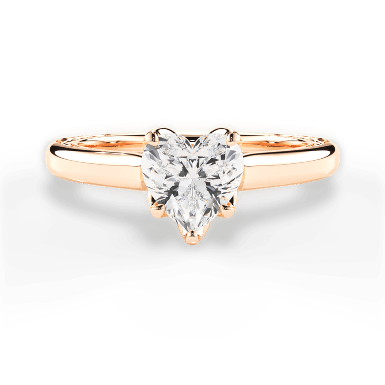 The Kenzie Heart Shaped 18kt Rose Gold Solitaire Diamond Braided Engagement Ring
