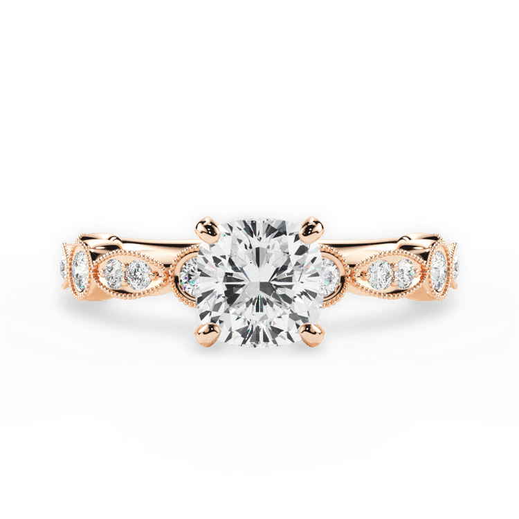 The Ciela Cushion Cut 18kt Rose Gold Split Double Band Solitaire Engagement Ring