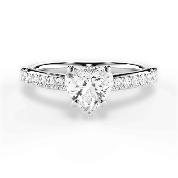 The Adele Heart Shaped Platinum French-Set Diamond Band Engagement Ring