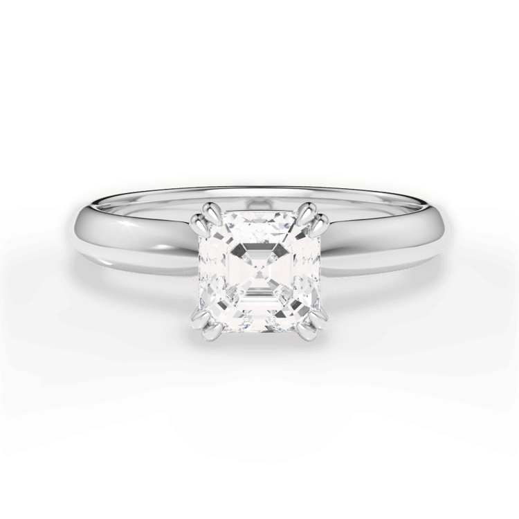 The Tallulah Asscher Cut Platinum Solitaire Knife-Edge Tulip Engagement Ring