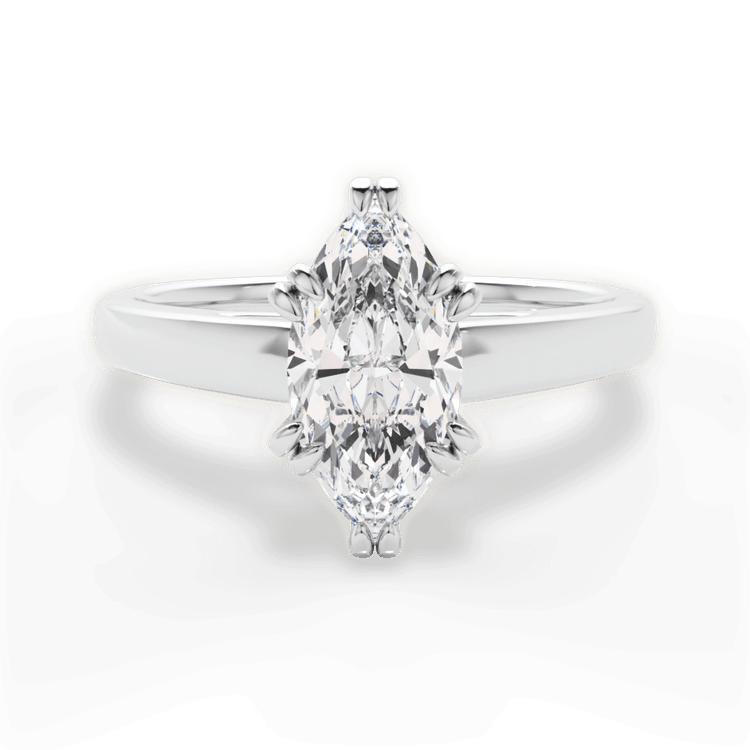 The Kendra Marquise Cut Platinum Solitaire Cathedral Tulip Engagement Ring