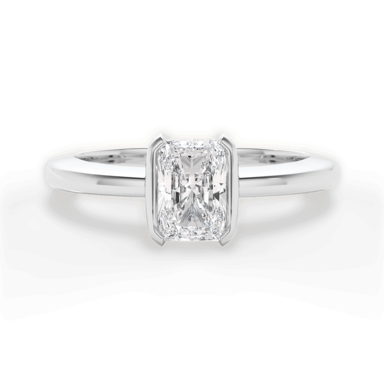 The Jaclyn Radiant Cut Platinum Solitaire Semi-Bezel-Set Engagement Ring