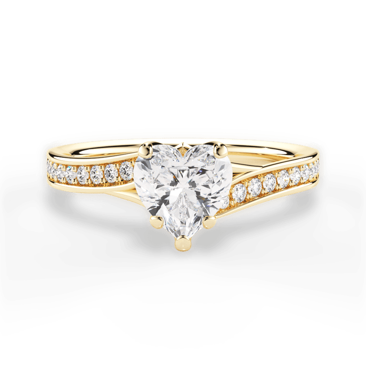 The Alba Heart Shaped 18kt Yellow Gold Bypass Micropavé Diamond Band Engagement Ring