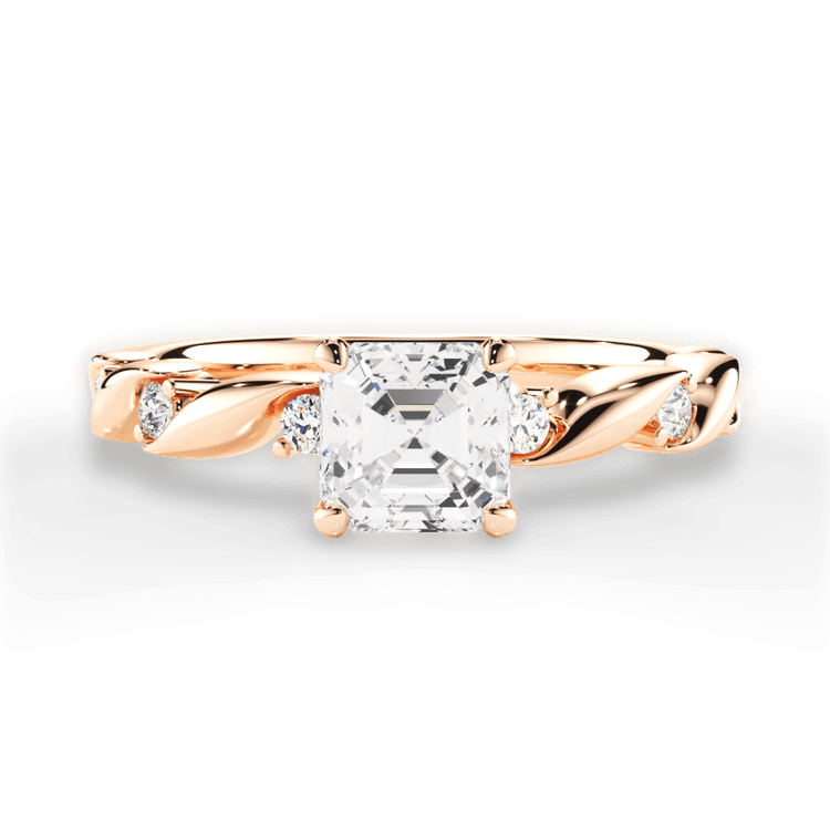 The Zariah Asscher Cut 18kt Rose Gold Coil Twist Diamond Engagement Ring