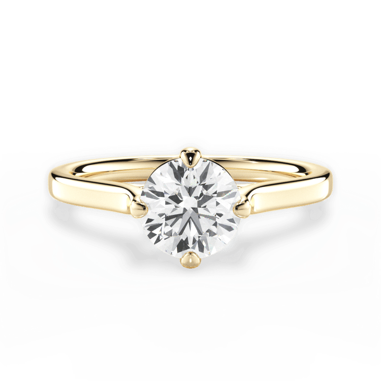 The Kat Round Cut 18kt Yellow Gold Kite-Set Solitaire Engagement Ring