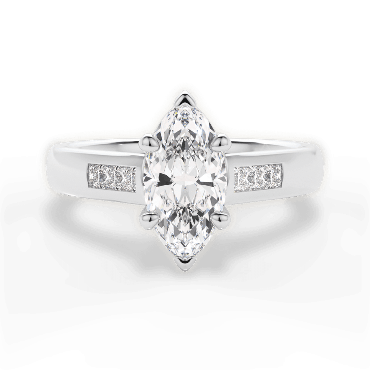 The Valentina Marquise Cut Platinum Solitaire Channel-Set Diamond Band Engagement Ring