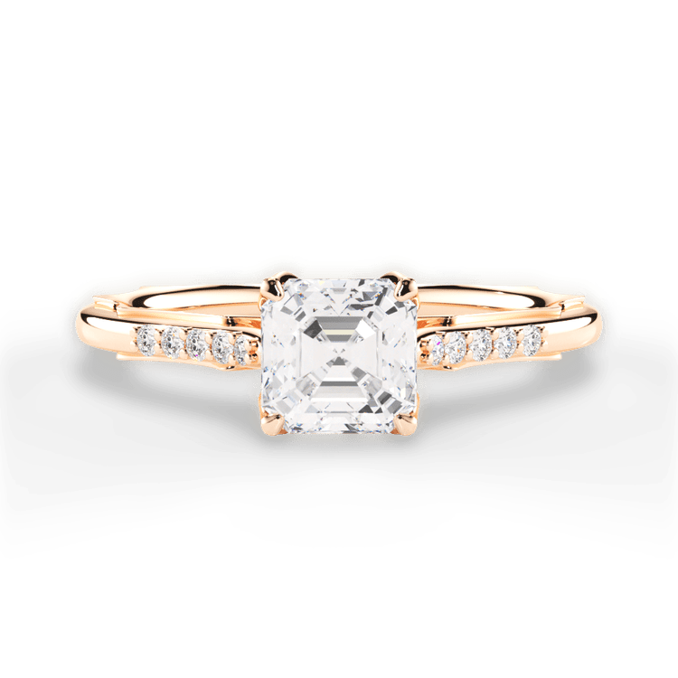 The Stephie Asscher Cut 18kt Rose Gold Modern French-Set Band Diamond Engagement Ring
