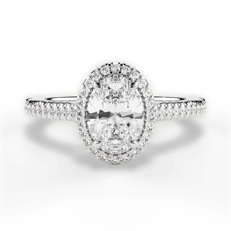 The Kris Oval Cut Platinum Vaulted Halo Diamond Band Engagement Ring