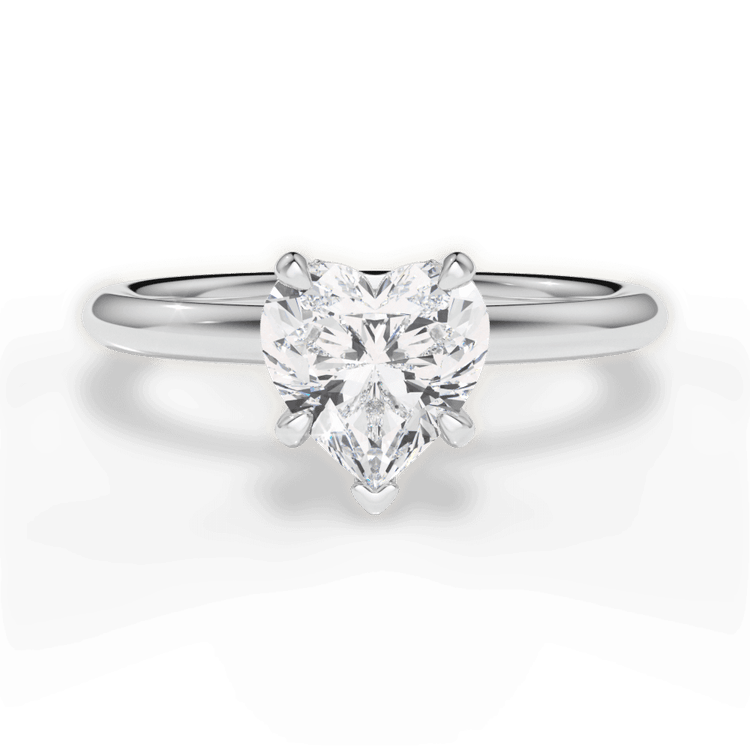 The Stella Heart Shaped Platinum Classic Solitaire Engagement Ring with Hidden Halo