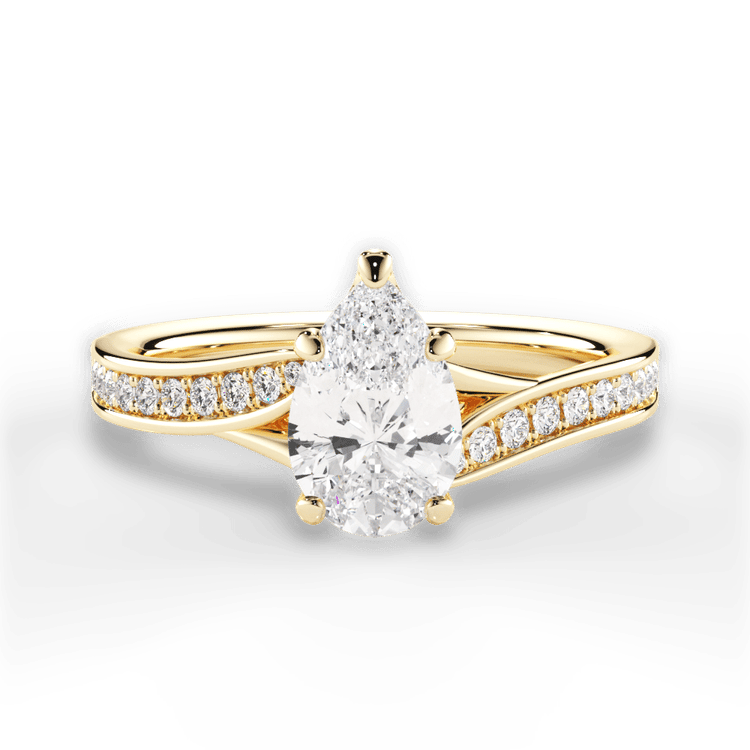 The Alba Princess Cut 18kt Yellow Gold Bypass Micropavé Diamond Band Engagement Ring