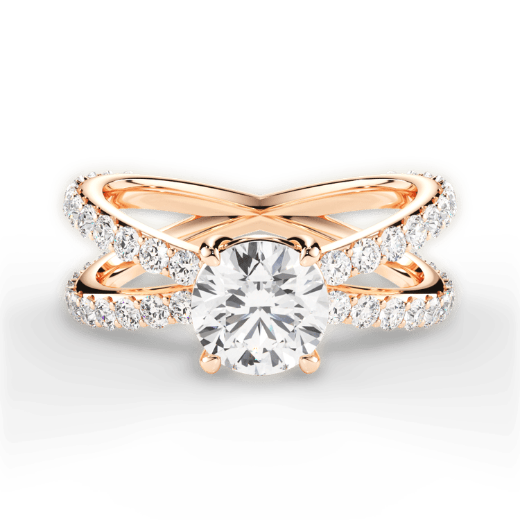 The Nora Round Cut 18kt Rose Gold Open Band Diamond Engagement Ring