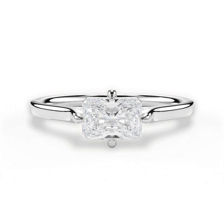 The Kat Radiant Cut Platinum Kite-Set Solitaire Engagement Ring