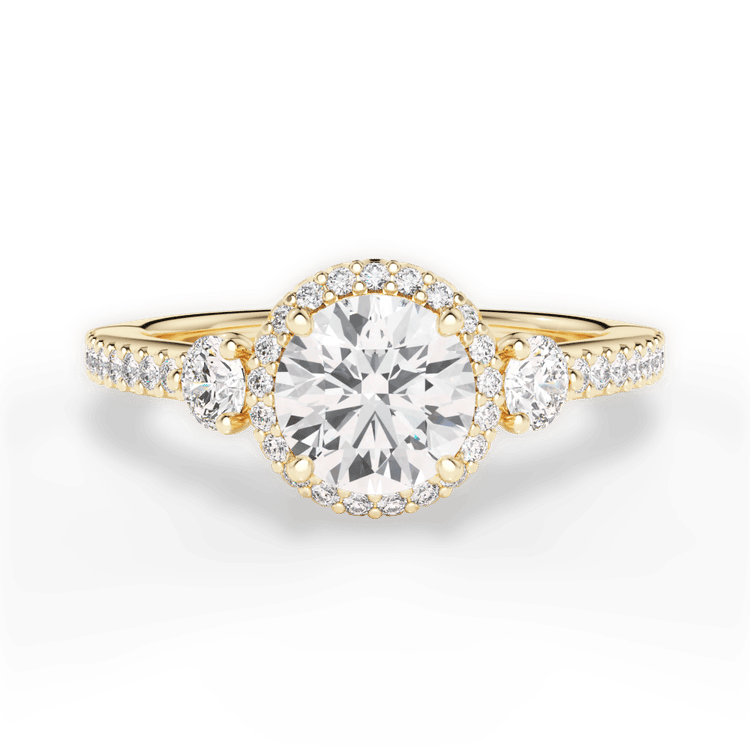 The Lina Round Cut 18kt Yellow Gold Tapered Channel-Set Diamond Band Engagement Ring