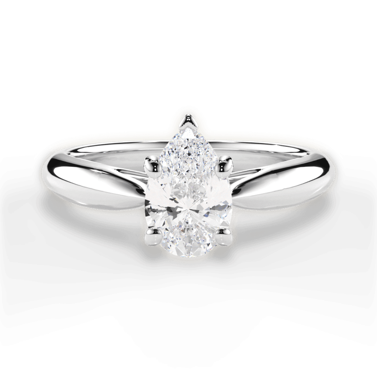 The Jasmine Princess Cut Platinum Tapered Cathedral Solitaire Engagement Ring