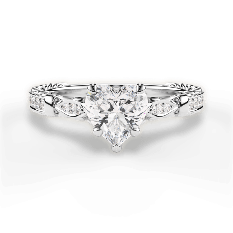 The Jolie Heart Shaped Platinum Braided Scroll Engagement Ring