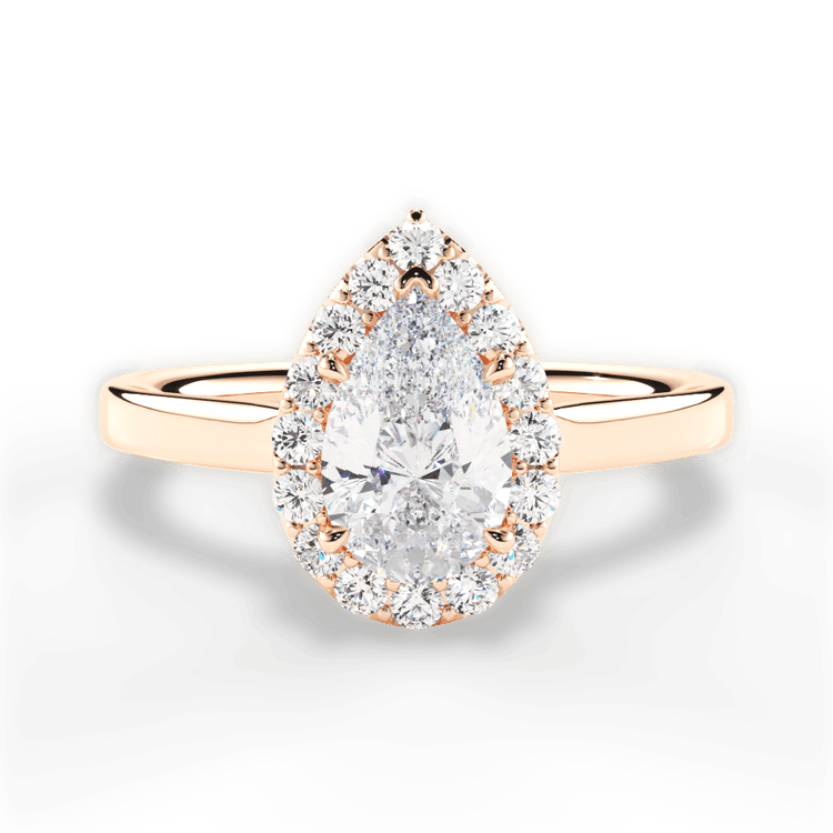 The Ivy Princess Cut 18kt Rose Gold Plain Band French-Set Halo Engagement Ring