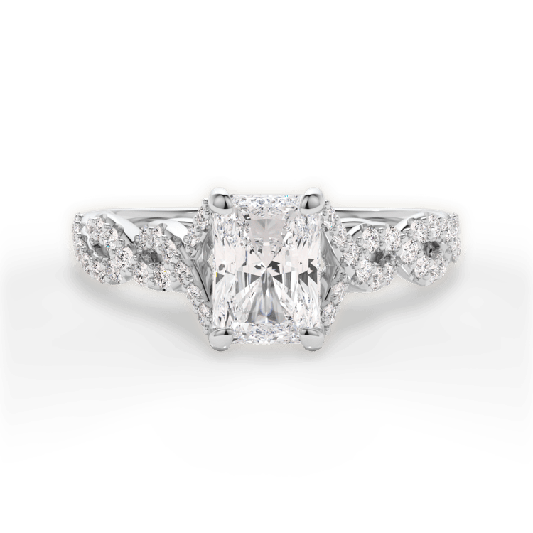The Aurora Radiant Cut Platinum Diamond Twist Engagement Ring