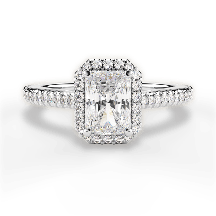 The Kris Radiant Cut Platinum Vaulted Halo Diamond Band Engagement Ring