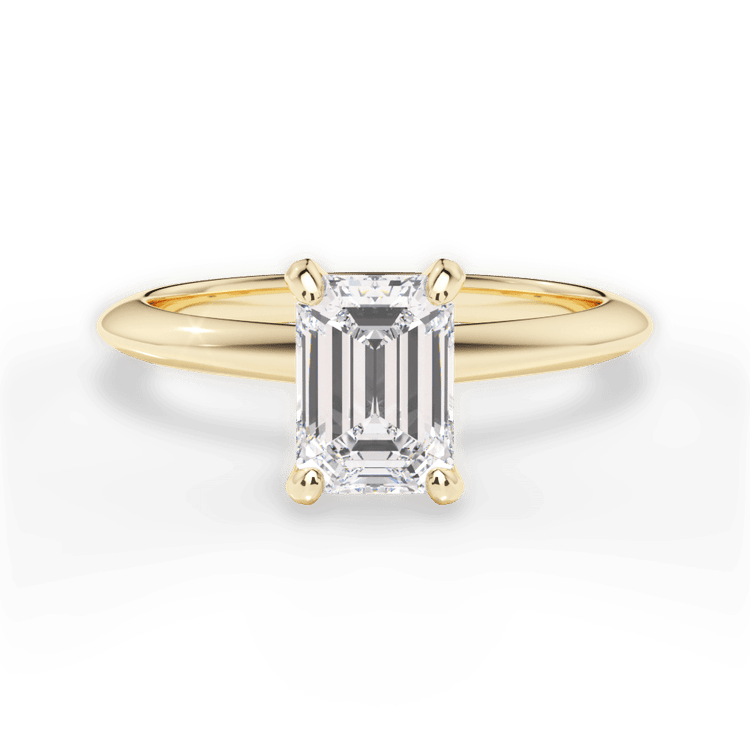 The Sybil Emerald Cut 18kt Yellow Gold Solitaire Knife-Edge Engagement Ring
