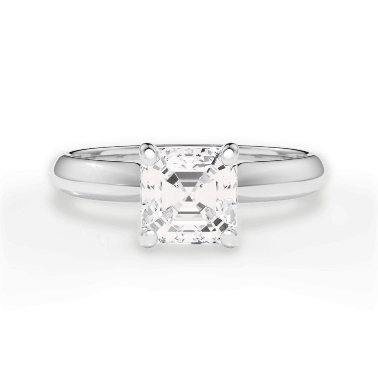 The Ottilie Asscher Cut Platinum Solitaire Knife-Edge Engagement Ring