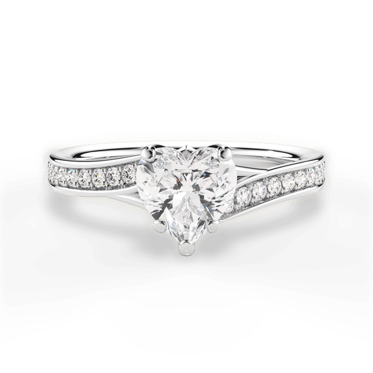 The Alba Heart Shaped Platinum Bypass Micropavé Diamond Band Engagement Ring