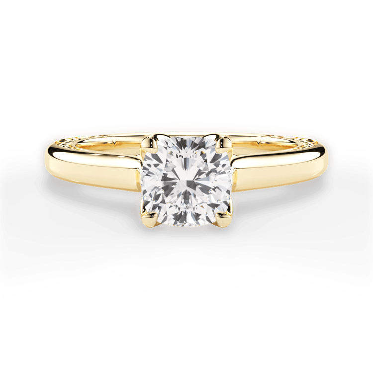 The Kenzie Cushion Cut 18kt Yellow Gold Solitaire Diamond Braided Engagement Ring