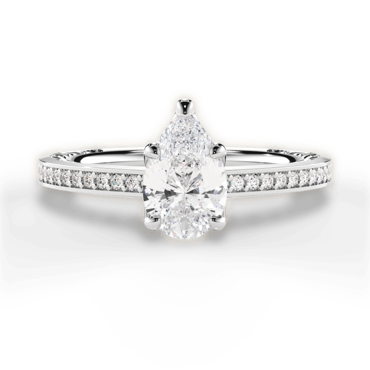 The Teisha Princess Cut Platinum Lattice Micropavé Diamond Band Engagement Ring