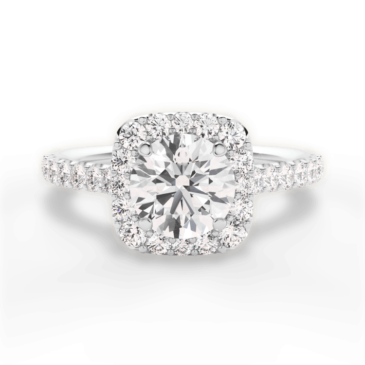 The Aria Round Cut Platinum Halo Diamond Engagement Ring