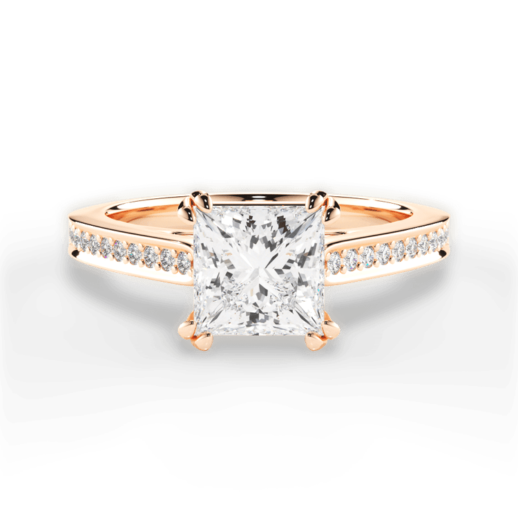 The Zahra Pear Shaped 18kt Rose Gold Pavé Vaulted Diamond Engagement Ring
